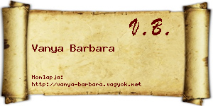 Vanya Barbara névjegykártya